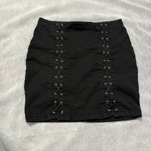 Parisian Works Black Lace-Up Mini Skirt